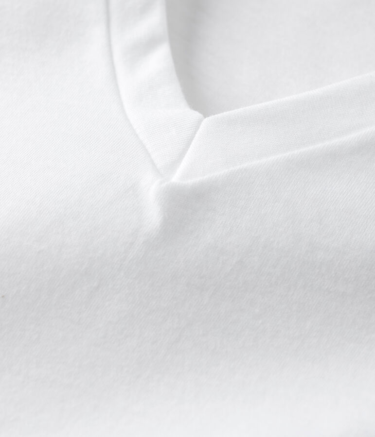 Tee-shirt LE DROIT col V en coton Femme blanc ECUME