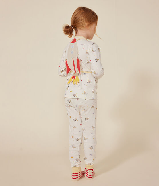 Pyjama déguisement en coton imprimé espace enfant blanc MARSHMALLOW/blanc MULTICO