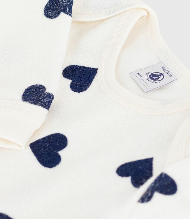 Pyjama b&eacute;b&eacute; en coton ouverture sans pression imprim&eacute; c&oelig;ur bleu/bleu