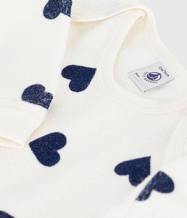 Pyjama b&eacute;b&eacute; en coton ouverture sans pression imprim&eacute; c&oelig;ur bleu/bleu