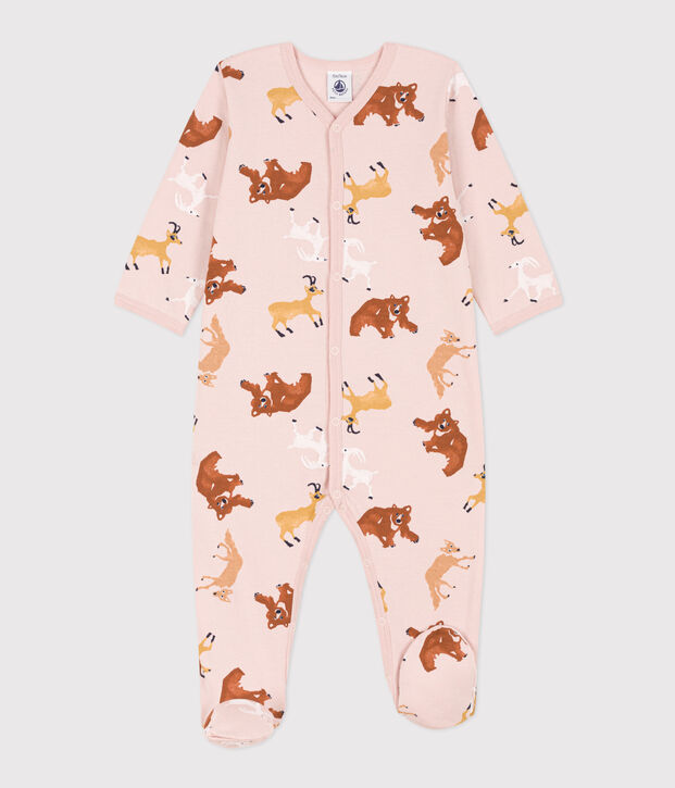 Pyjama b&eacute;b&eacute; animaux en molleton rose/multicouleur