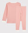 Pyjama rayé milleraies en coton enfant rose PAPAYE/ MARSHMALLOW