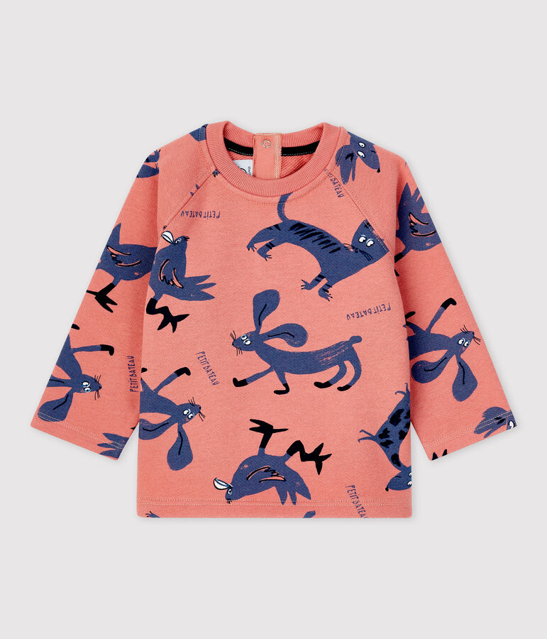 Sweatshirt imprim&eacute; animaux en molleton b&eacute;b&eacute; rose PAPAYE/ MULTICO