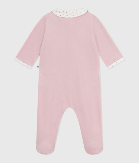 Pyjama bébé en velours avec col rose JOLI
