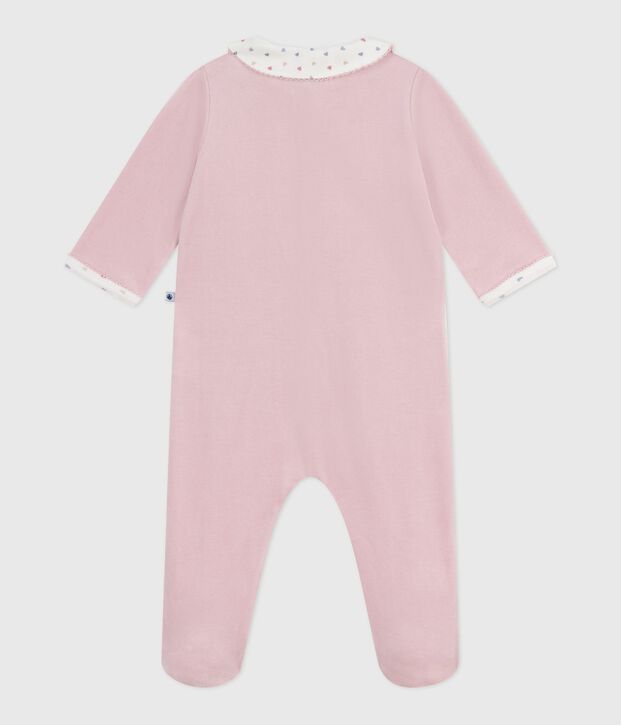 Pyjama b&eacute;b&eacute; en velours avec col rose clair