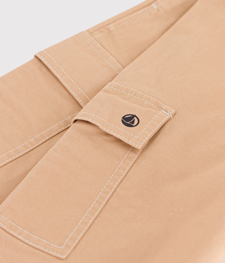 Pantalon cargo en serg&eacute; enfant fille / gar&ccedil;on beige TRENCH