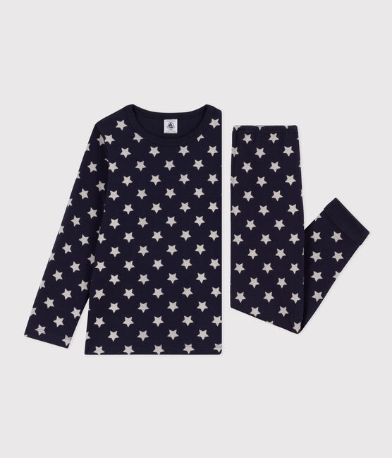 Pyjama étoiles en tubique enfant bleu SMOKING/blanc MARSHMALLOW