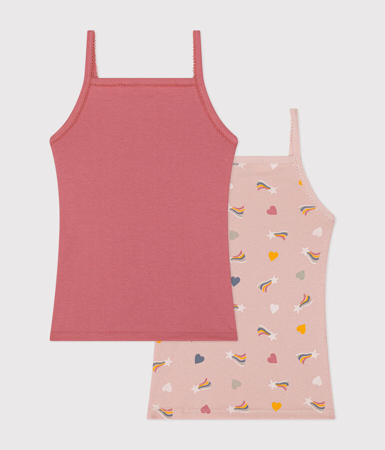 Lot de 2 d&eacute;bardeurs fines bretelles c&oelig;ur en coton enfant variante 1