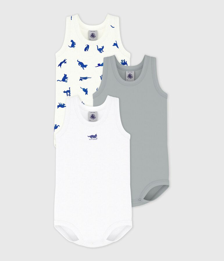 Lot de bodies sans manches en coton imprim&eacute; chat b&eacute;b&eacute; variante 1