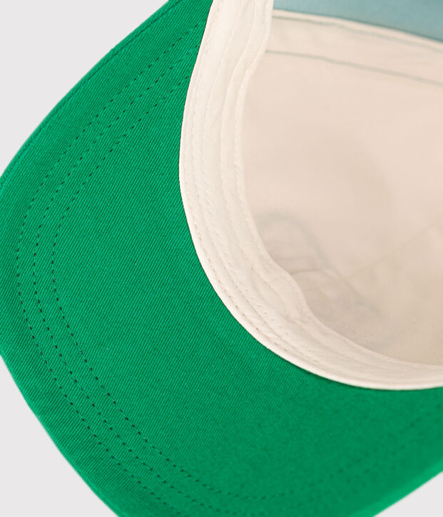 Casquette enfant en coton &eacute;cru/vert