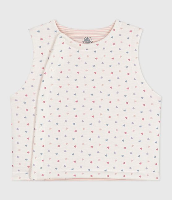 Gilet sans manche réversible bébé en coton imprimé blanc MARSHMALLOW/blanc MULTICO