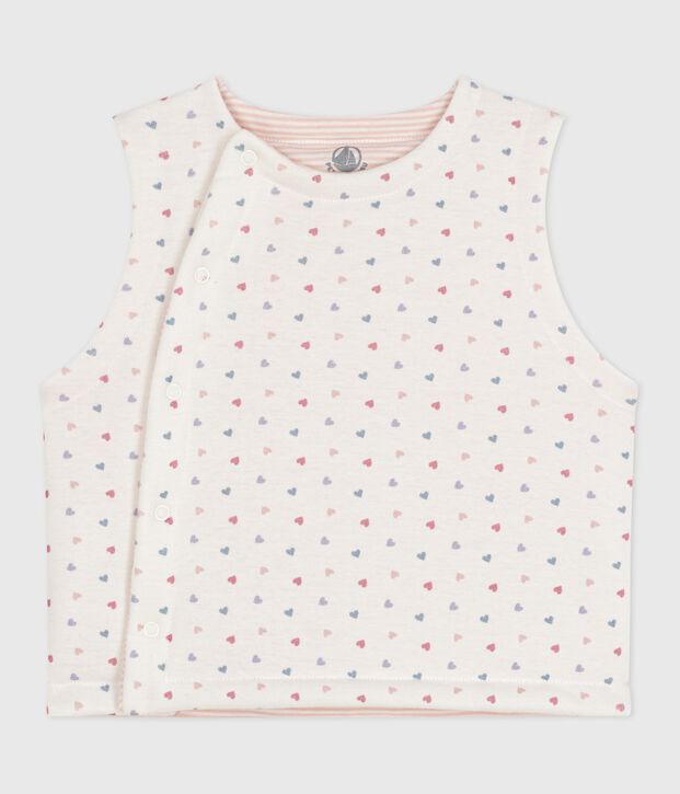 Gilet sans manche r&eacute;versible b&eacute;b&eacute; en coton imprim&eacute; blanc/multicouleur
