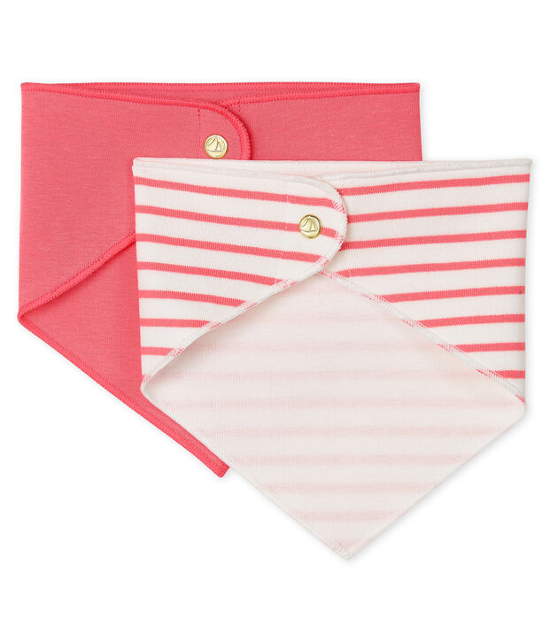 Lot de 2 bandanas-bavoirs b&eacute;b&eacute; fille multicouleur
