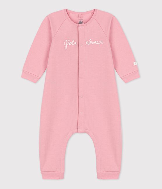Combinaison  bébé molleton en coton biologique rose CHARME