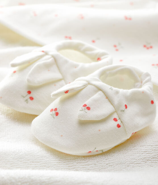 Coffret carré de bain et chaussons bébé en éponge et coton biologique blanc MARSHMALLOW/blanc MULTICO