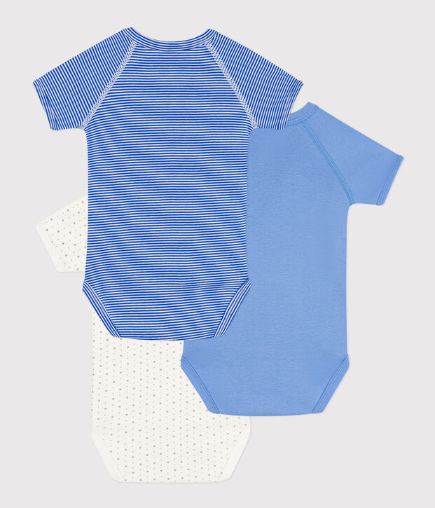 Lot de 3 bodies crois&eacute;s manches courtes imprim&eacute;s en coton multicouleur