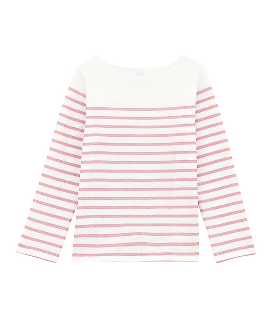 Tee-shirt fille manche longue blanc MARSHMALLOW/rose BABYLONE