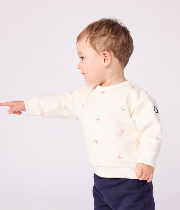 Sweatshirt b&eacute;b&eacute; en coton imprim&eacute; bateau vintage rouge/rouge