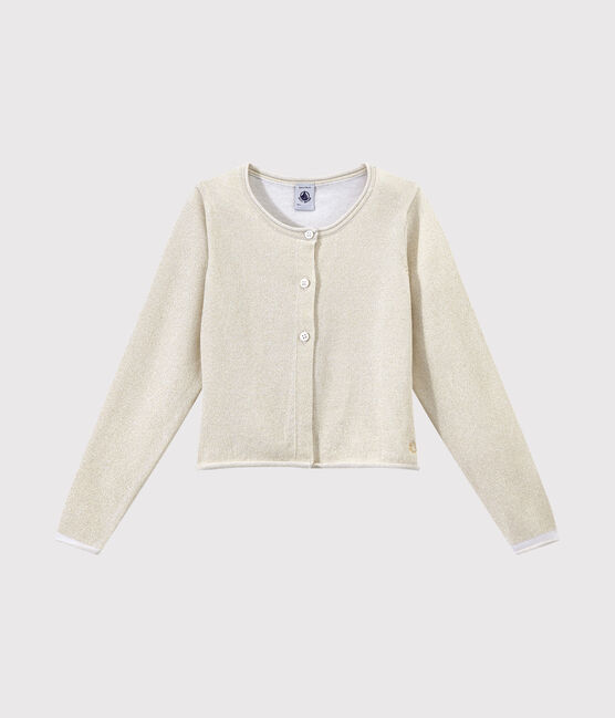 Cardigan cérémonie enfant fille blanc ECUME/marron EM DORE