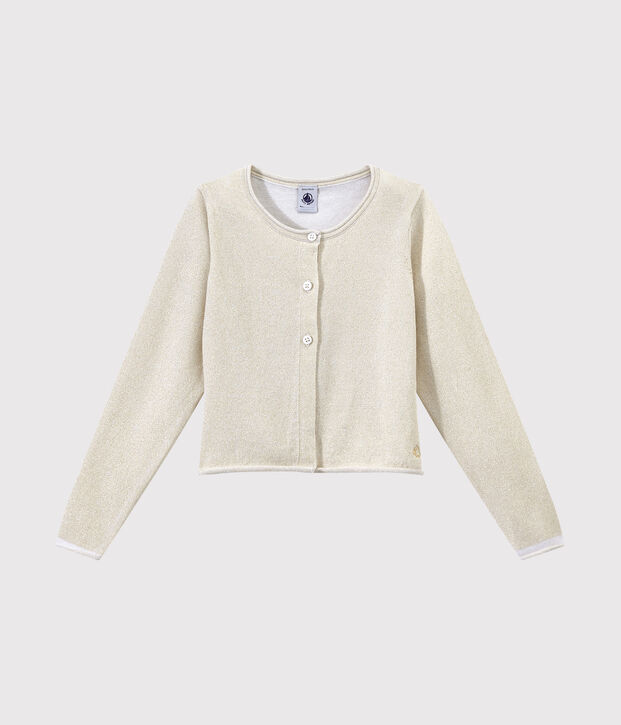 Cardigan c&eacute;r&eacute;monie enfant fille blanc/marron