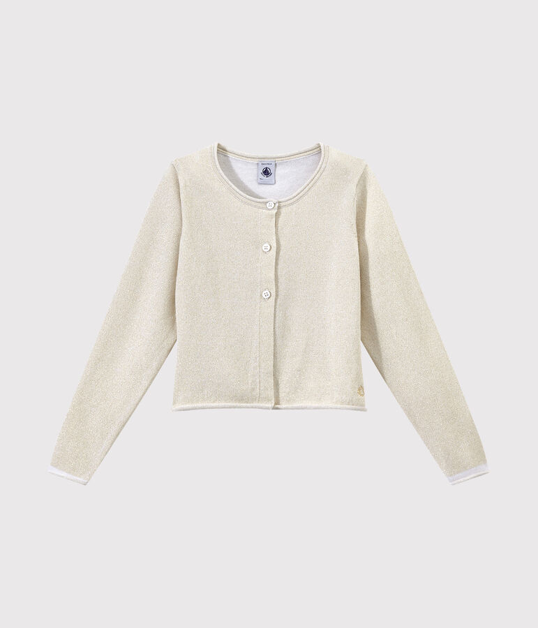 Cardigan c&eacute;r&eacute;monie enfant fille blanc/marron