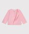 Cardigan b&eacute;b&eacute; en coton uni et badge c&oelig;ur rose clair