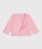 Cardigan b&eacute;b&eacute; en coton uni et badge c&oelig;ur rose