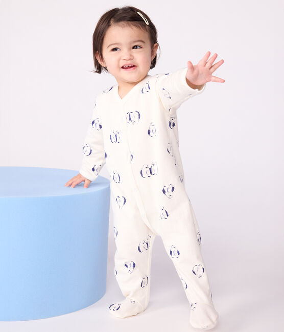 Pyjama bébé en molleton gratté avec col pétale imprimé fleuri MILK/ MULTICO