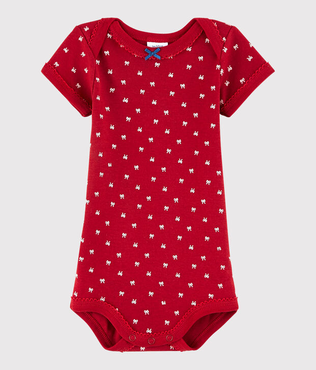 Body manches courtes b&eacute;b&eacute; fille rouge/blanc