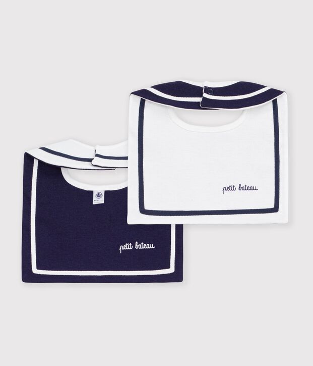 Bavoir b&eacute;b&eacute; en coton avec tresse blanc