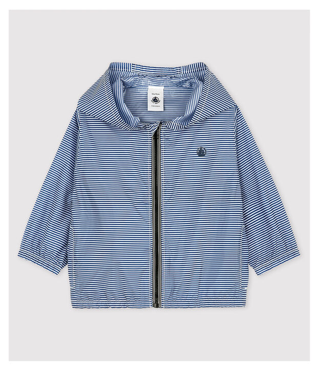 Coupe-vent en polyamide recycl&eacute; b&eacute;b&eacute; fille/gar&ccedil;on bleu/blanc