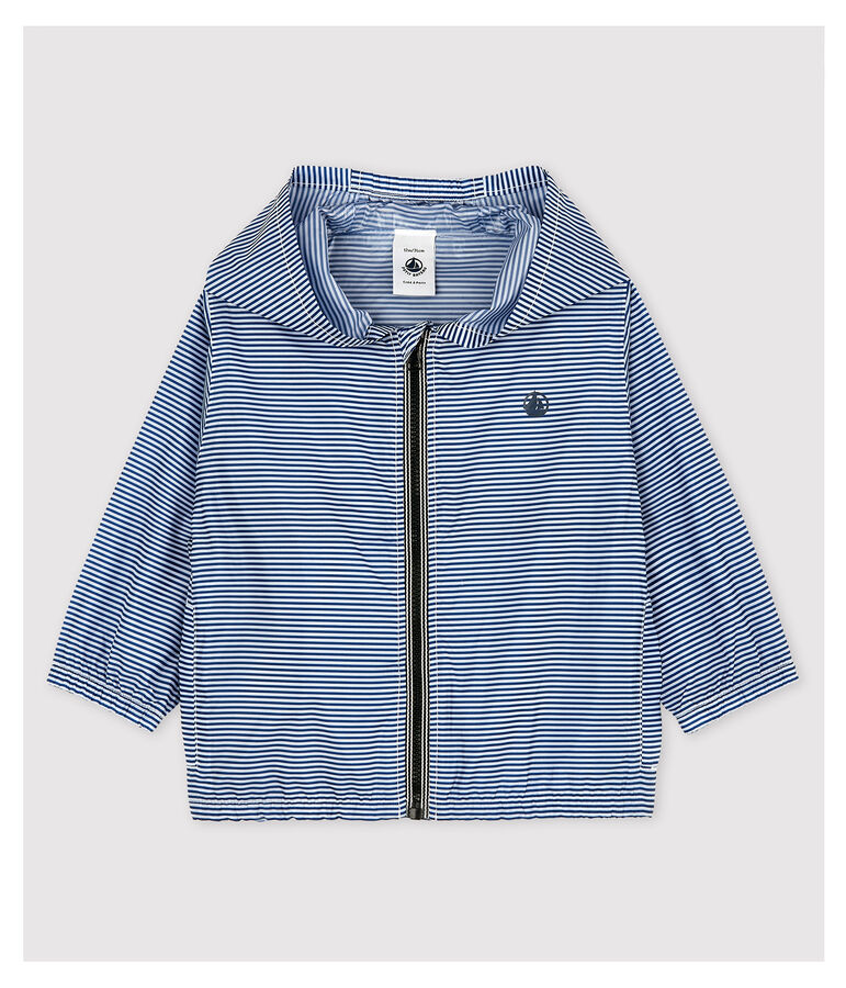 Coupe-vent en polyamide recycl&eacute; b&eacute;b&eacute; fille/gar&ccedil;on bleu SURF/blanc MARSHMALLOW