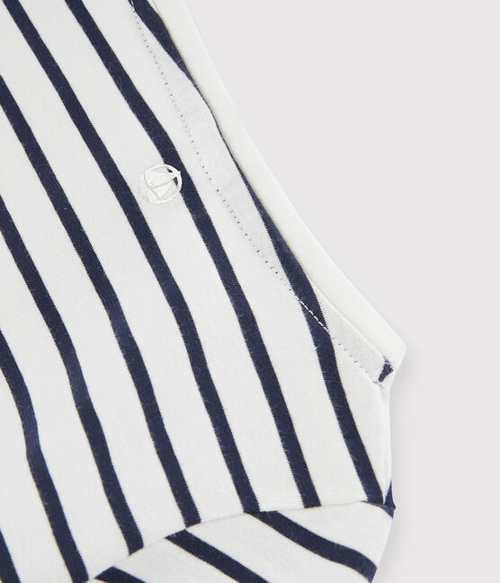 Tee-shirt rayé enfant fille blanc MARSHMALLOW/bleu SMOKING