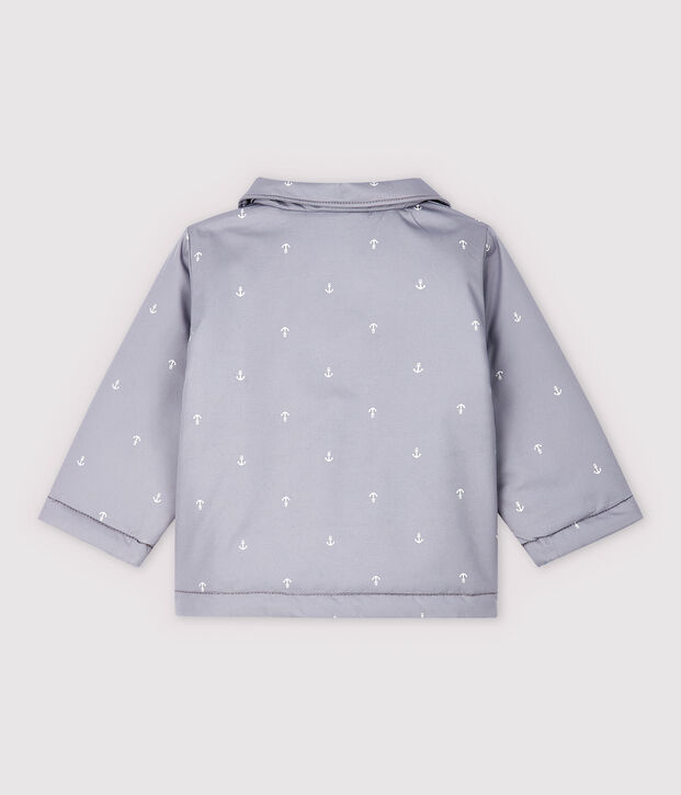 Veste c&eacute;r&eacute;monie en serge craquante b&eacute;b&eacute; gar&ccedil;on gris/blanc
