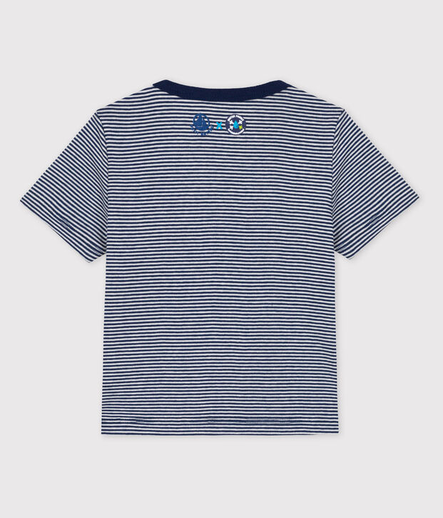 Tee-shirt B&eacute;b&eacute; Petit Bateau x Water Family bleu/blanc
