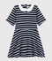 Robe manches courtes en coton enfant fille bleu SMOKING/blanc MARSHMALLOW