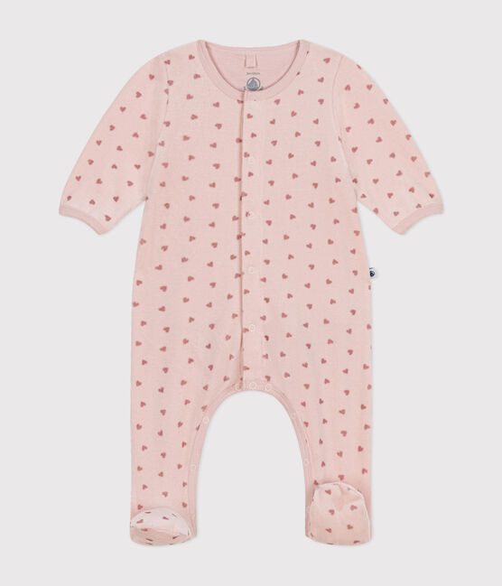 Bodyjama imprimé mini cœurs en velours bébé rose SALINE/ ROSEWOOD
