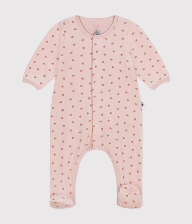 Bodyjama imprim&eacute; mini c&oelig;urs en velours b&eacute;b&eacute; rose/rose