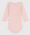 Body manches longues bébé en laine et coton rose SALINE