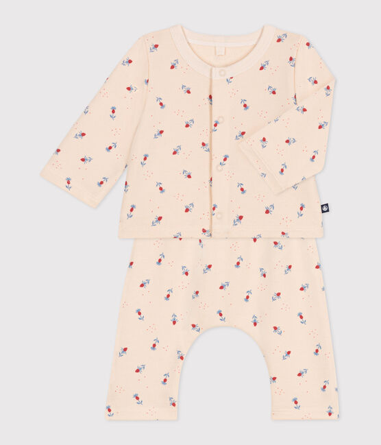 Ensemble bébé deux pièces en coton blanc AVALANCHE/ MULTICO