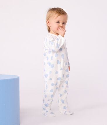 Pyjama bébé en molleton gratté à col imprimé cœurs