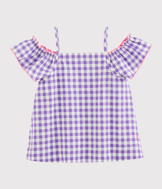 Blouse enfant fille violet/blanc