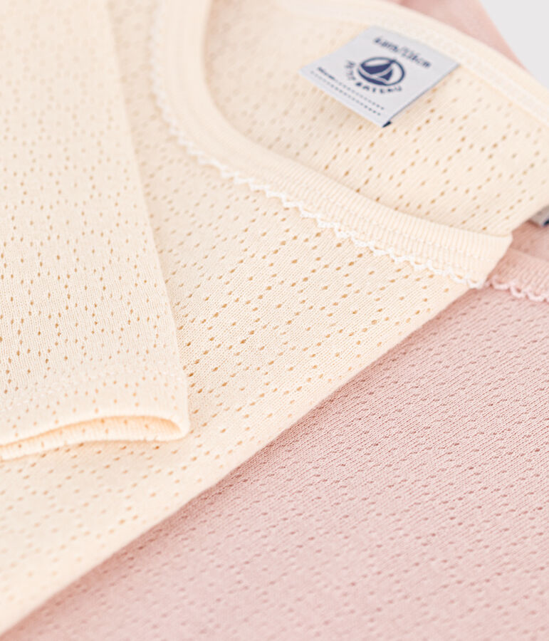 Lot de 2 tee shirts manches longues en coton ajour&eacute; petite fille variante 1