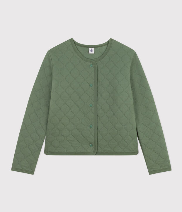 Cardigan en tubique matelass&eacute; femme vert