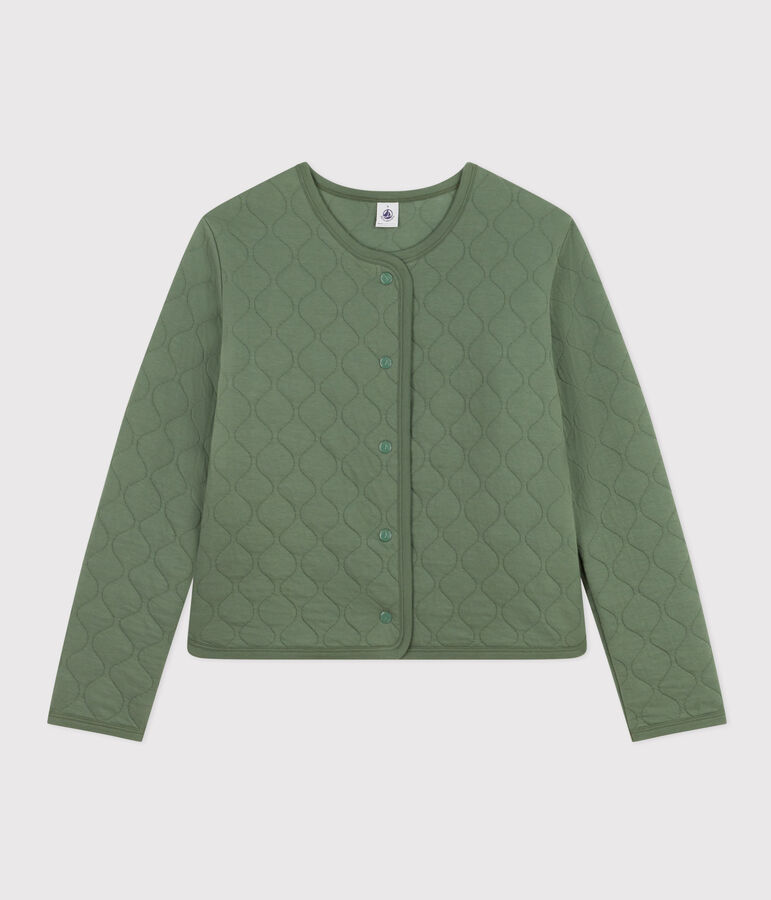Cardigan en tubique matelass&eacute; femme vert CROCO