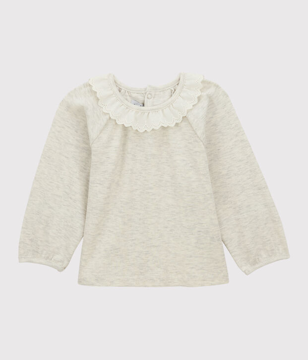 Blouse en coton b&eacute;b&eacute;. beige chin&eacute;
