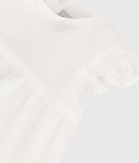 Robe sans manches bébé en popeline blanc ECUME