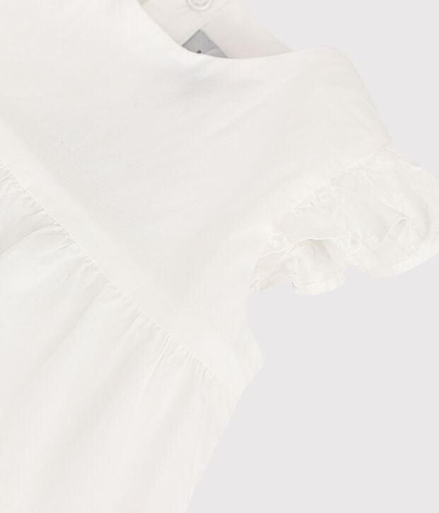 Robe sans manches b&eacute;b&eacute; en popeline blanc