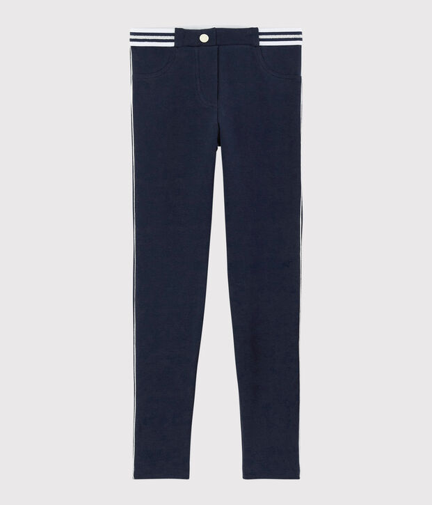 Jegging en coton &eacute;lasthanne enfant fille bleu