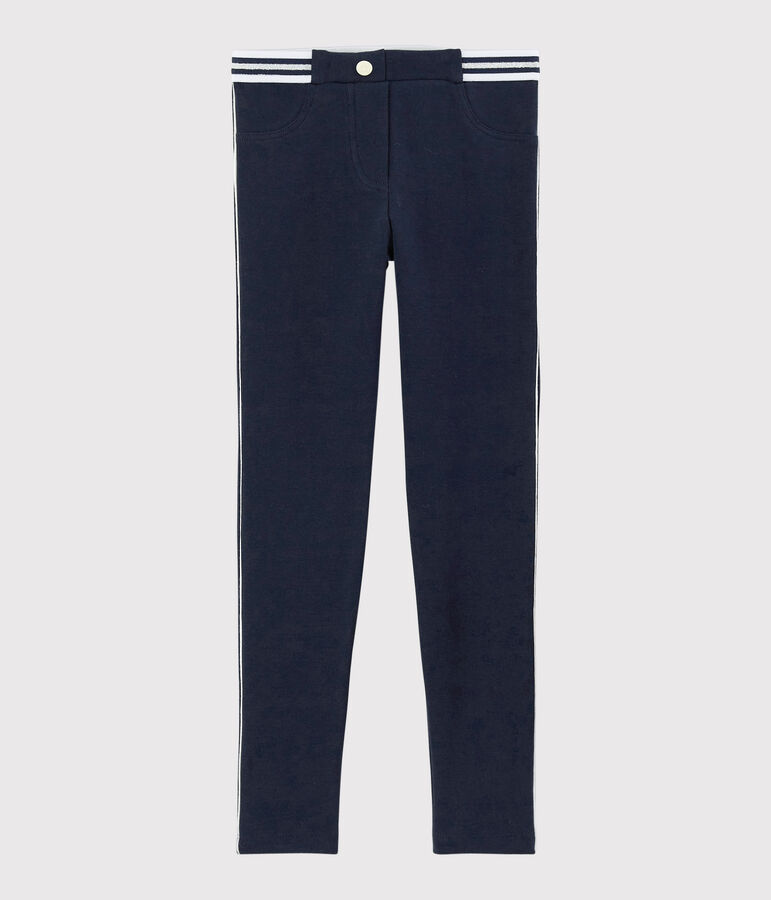 Jegging en coton &eacute;lasthanne enfant fille bleu